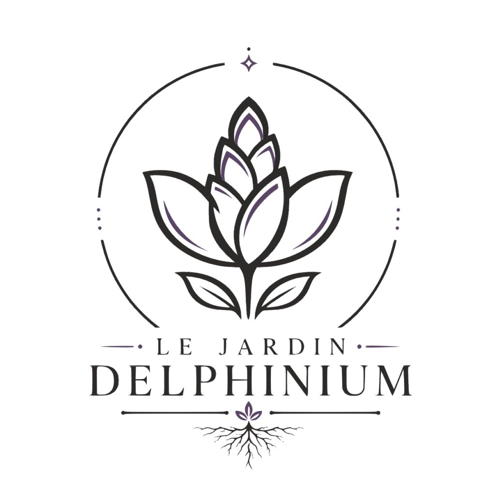 Logo Delphinium avec le titre